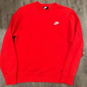 NWOT Nike Men's Vibrant Red Crew Crewneck Sweater Embroidered Logo